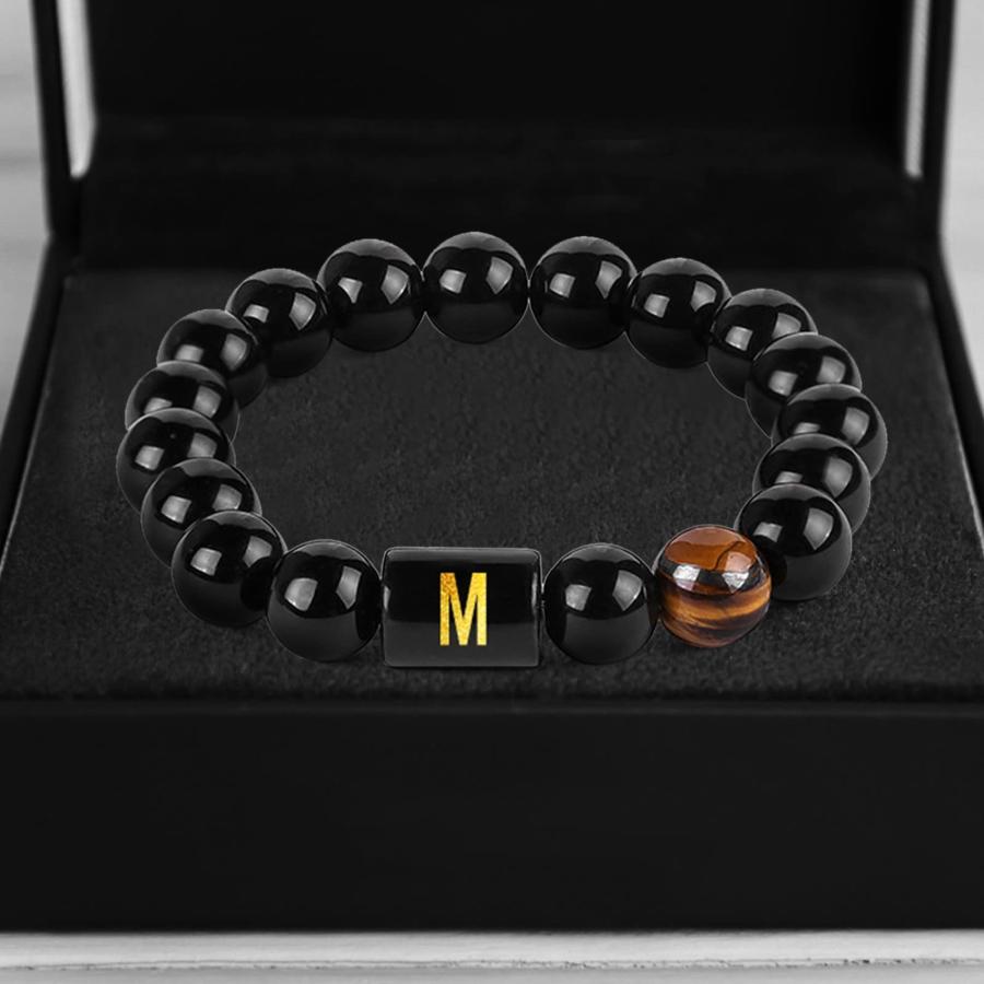 【並行輸入品】OLIMY Heart Beaded Necklace Personalized 26 Initial Stone Bracelの画像