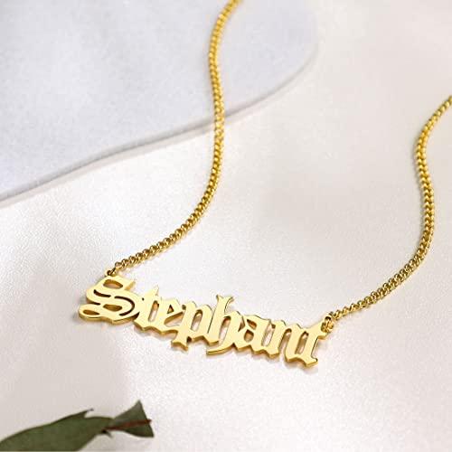 【並行輸入品】10K 14K 18K Real Gold Personalized Name Necklace for Women, Custの画像