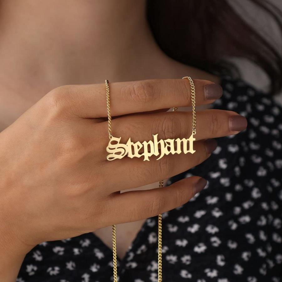 【並行輸入品】10K 14K 18K Real Gold Personalized Name Necklace for Women, Custの画像
