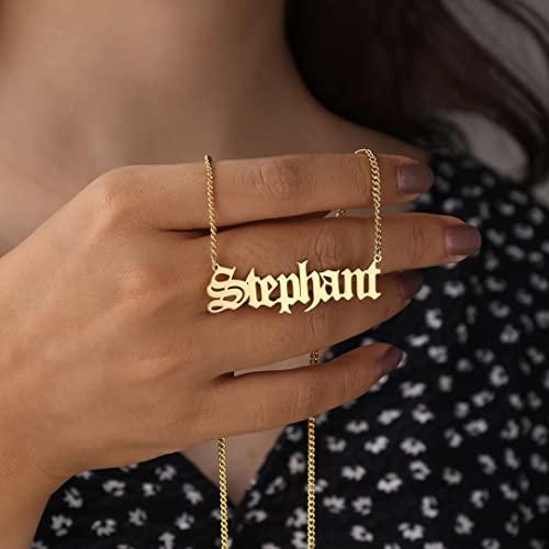 【並行輸入品】10K 14K 18K Real Gold Personalized Name Necklace for Women, Custの画像