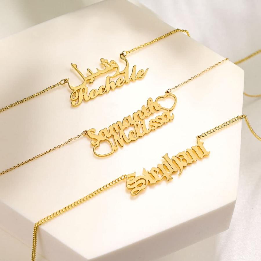 【並行輸入品】10K 14K 18K Real Gold Personalized Name Necklace for Women, Custの画像
