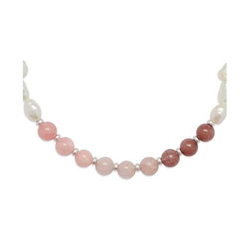 【並行輸入品】ピンクとパールビーズカラーネックレス シルバー ワンサイズ， One Size， 金属， 宝石なし Pink And Pearl