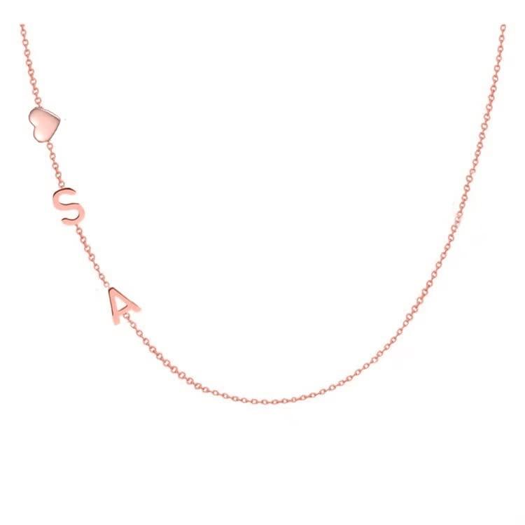 【並行輸入品】Yafeeso 10k 14k 18k Solid Gold Personalized 2 Sideways Initial Nの画像