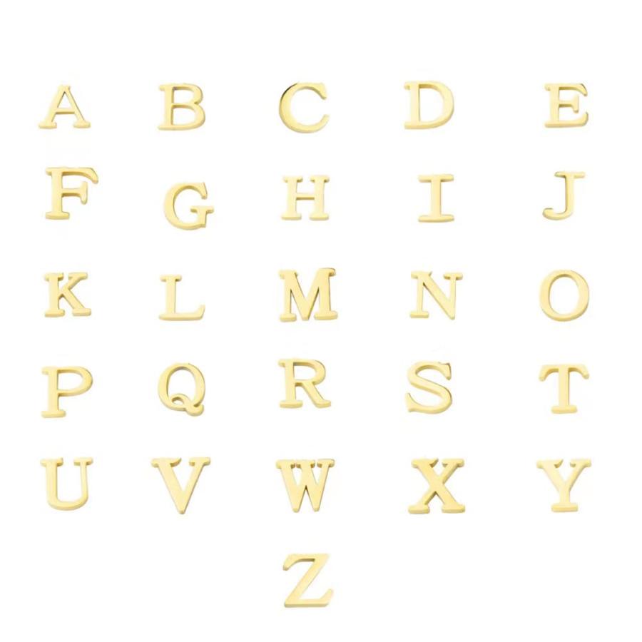 【並行輸入品】Yafeeso 10k 14k 18k Solid Gold Personalized 2 Sideways Initial Nの画像