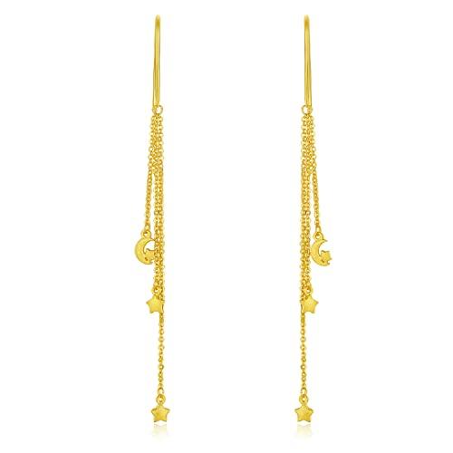 【並行輸入品】24K ソリッドゴールド ピアス レディース24金ダングルピアス 軽量 上品 ファッション フラワー ボール スター タッセル スの画像