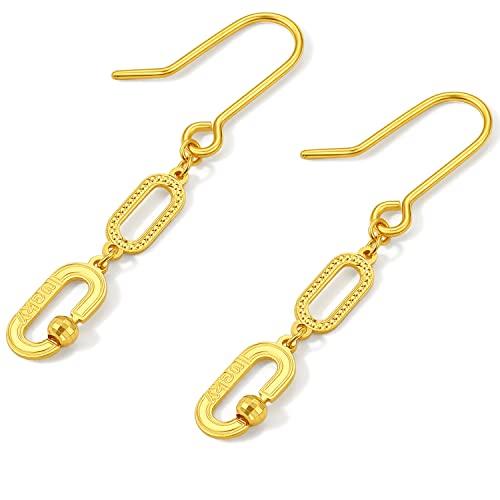 【並行輸入品】24K ソリッドゴールド ピアス レディース24金ダングルピアス 軽量 上品 ファッション フラワー ボール スター タッセル スの画像