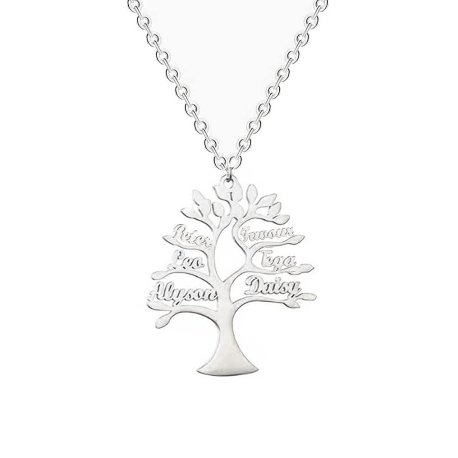 【並行輸入品】Yafeeso 10k 14k 18k Solid Gold Personalized Family Tree Name Necの画像