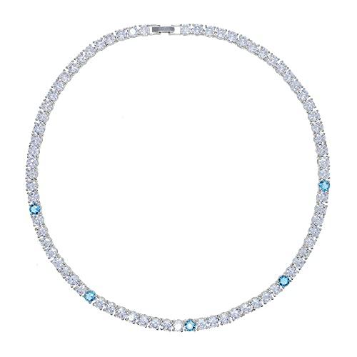 【並行輸入品】RONALREL 14K Moissanite Diamond Tennis Chain Necklace   Sapphireの画像