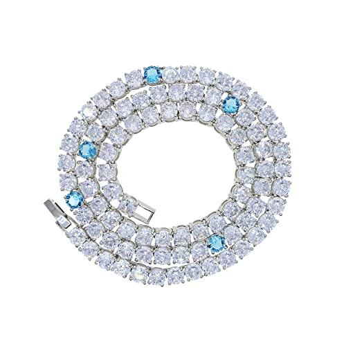 【並行輸入品】RONALREL 14K Moissanite Diamond Tennis Chain Necklace   Sapphireの画像