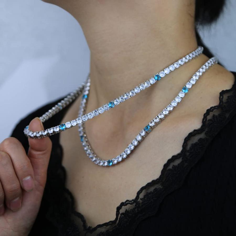 【並行輸入品】RONALREL 14K Moissanite Diamond Tennis Chain Necklace   Sapphireの画像