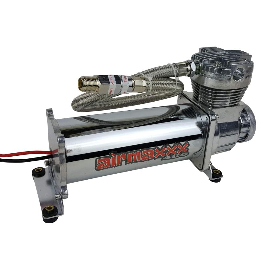 【並行輸入品】 airmaxxx 480 Chrome Air Compressor Kit   12V, 165/200 PSI Switchの画像