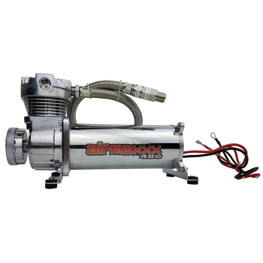 【並行輸入品】 airmaxxx 480 Chrome Air Compressor Kit   12V, 165/200 PSI Switchの画像