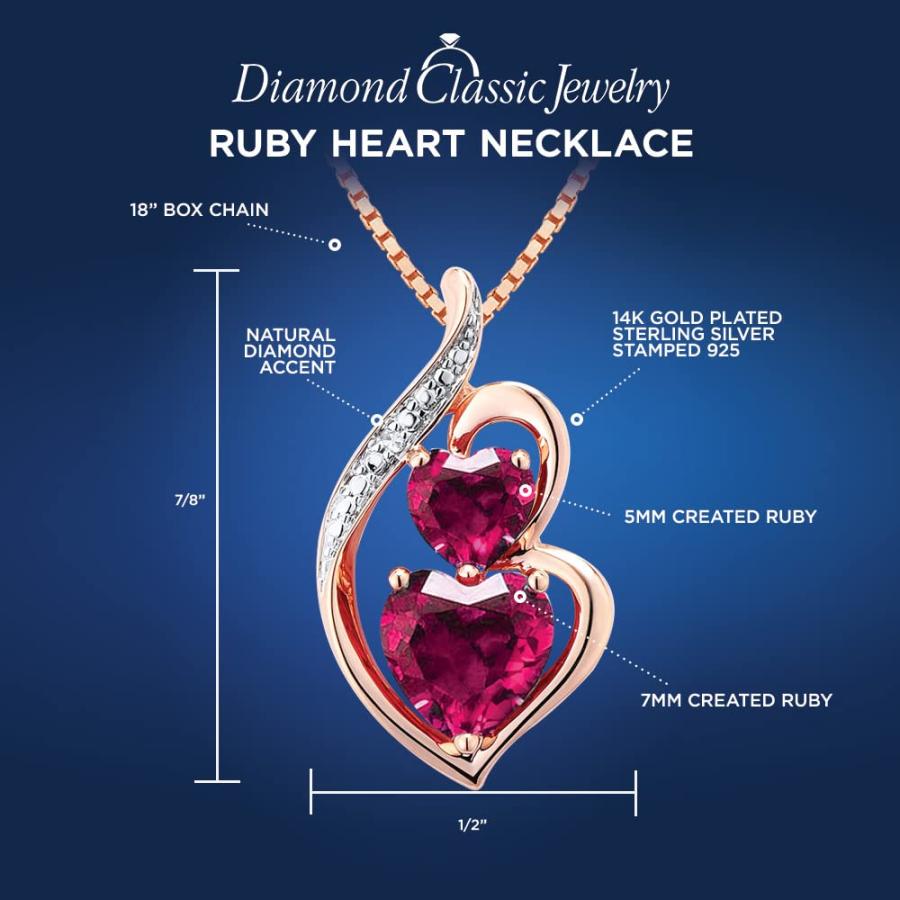 並行輸入品】人工ルビーハートネックレス ダイヤモンドアクセント 18 