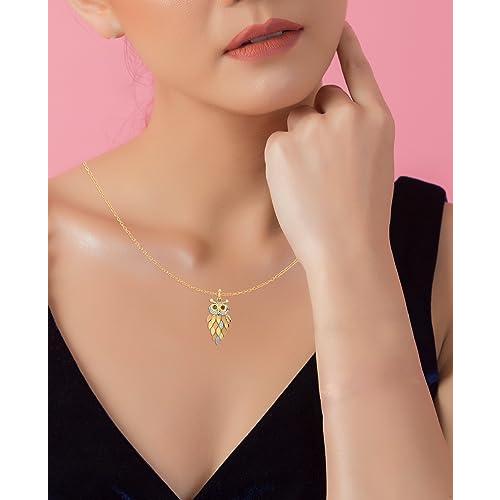 【並行輸入品】TRUTH JEWELS INC 1/6 Cttw ラウンドカット 天然ダイヤモンド ヴィンテージ フクロウ ペンダント ネックレ_4
