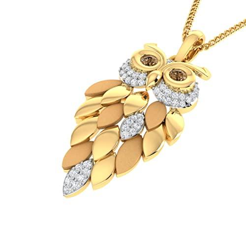 【並行輸入品】TRUTH JEWELS INC 1/6 Cttw ラウンドカット 天然ダイヤモンド ヴィンテージ フクロウ ペンダント ネックレ_7