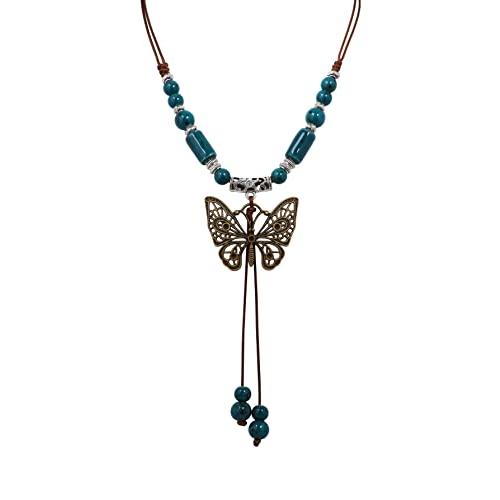 【並行輸入品】MINACHI ボヘミアン ヒッピー 月 星 蝶 セラミックビーズ ラリアット ネックレス ボーホー ヒッピー ジュエリー ギフト