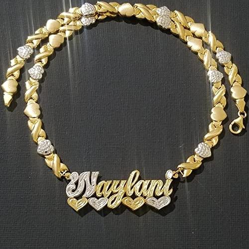 【並行輸入品】ネームネックレス パーソナライズ ツートーン 金メッキ ネームプレートネックレス カスタムネームネックレス ジュエリーギフト 女性_7