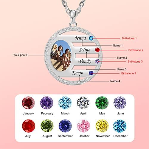 【並行輸入品】YUYOO Personalized Birthstone Necklace with 1 5 Names Custom Pho_4
