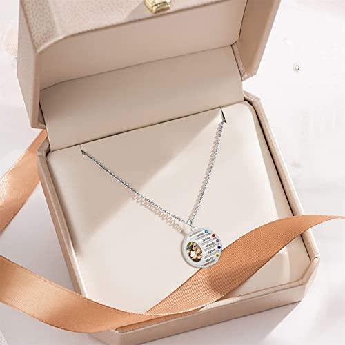 【並行輸入品】YUYOO Personalized Birthstone Necklace with 1 5 Names Custom Pho_7