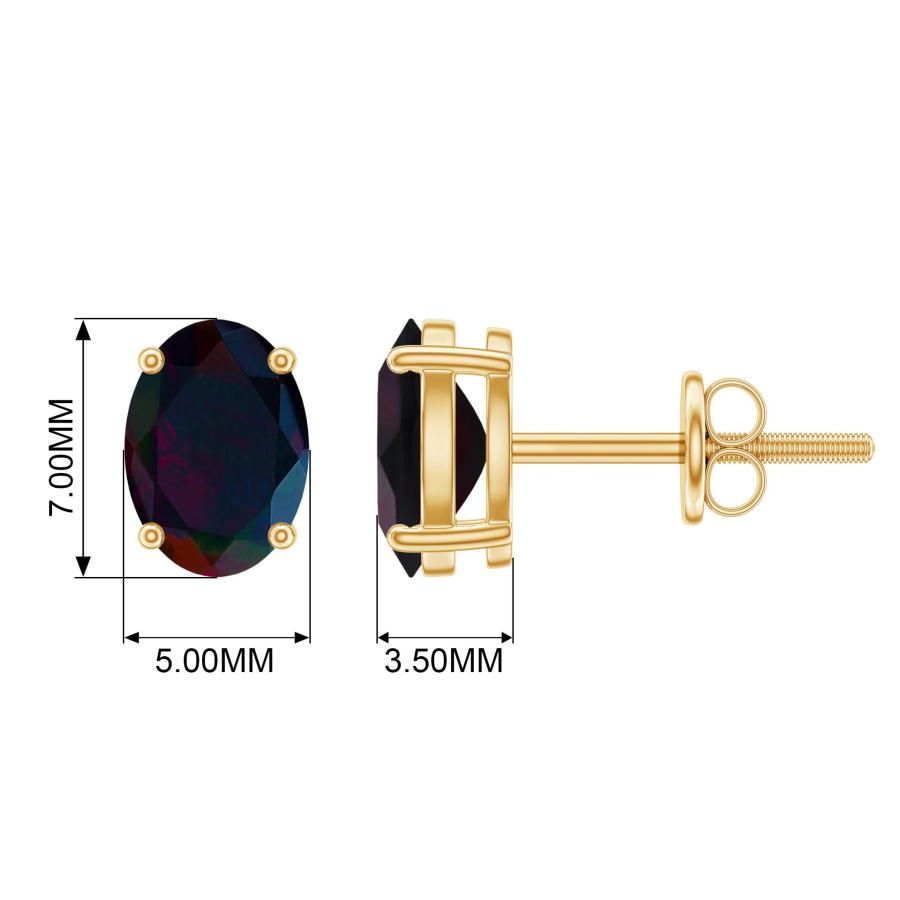 【並行輸入品】Certified Oval Cut Black Opal Solitaire Stud Earrings for Womenの画像