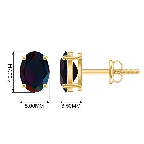 【並行輸入品】Certified Oval Cut Black Opal Solitaire Stud Earrings for Womenの画像