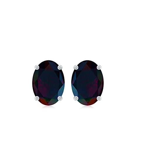 【並行輸入品】Certified Oval Cut Black Opal Solitaire Stud Earrings for Womenの画像