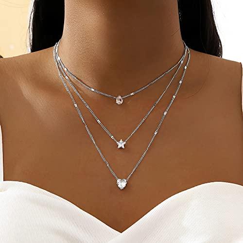 【並行輸入品】YOOESTORES82 18Kゴールド/シルバーメッキ 上品なネックレス マルチレイヤーチェーン スタックウォータードロップチョ_4