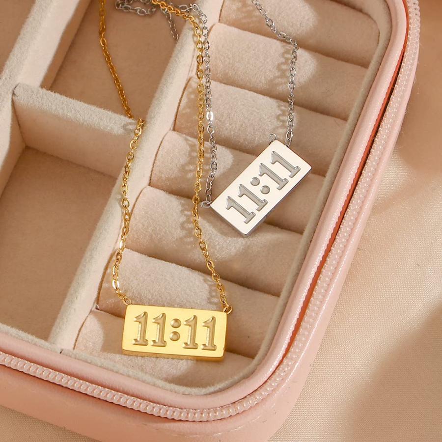 【並行輸入品】HIJONES Women's Stainless Steel 11 11 Angel Number Necklace Dain_3