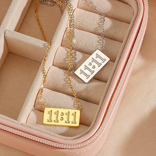 【並行輸入品】HIJONES Women's Stainless Steel 11 11 Angel Number Necklace Dain_4