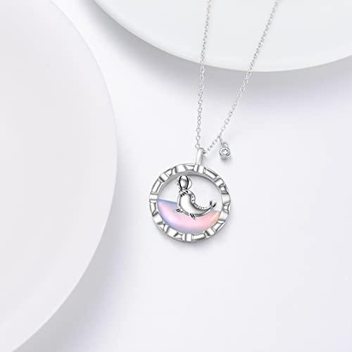 【並行輸入品】PORTCAS かわいいイルカ/アザラシ ムーンストーン 925スターリングシルバー ネックレス レディース 美しいペンダントジュの画像