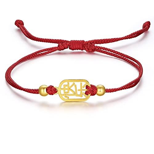 【並行輸入品】[ZHOU LIU FU] 24K ソリッドゴールドブレスレット レディース 24金ジュエリー 上品な祝福のゴールドプレート レッの画像
