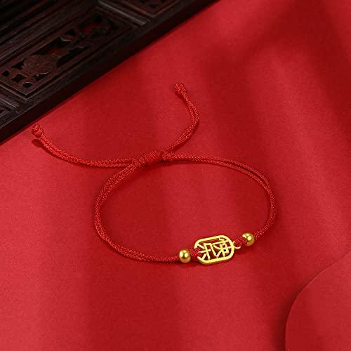 【並行輸入品】[ZHOU LIU FU] 24K ソリッドゴールドブレスレット レディース 24金ジュエリー 上品な祝福のゴールドプレート レッの画像