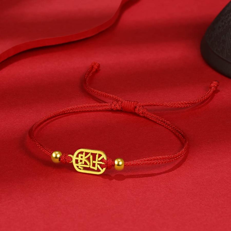 【並行輸入品】[ZHOU LIU FU] 24K ソリッドゴールドブレスレット レディース 24金ジュエリー 上品な祝福のゴールドプレート レッの画像