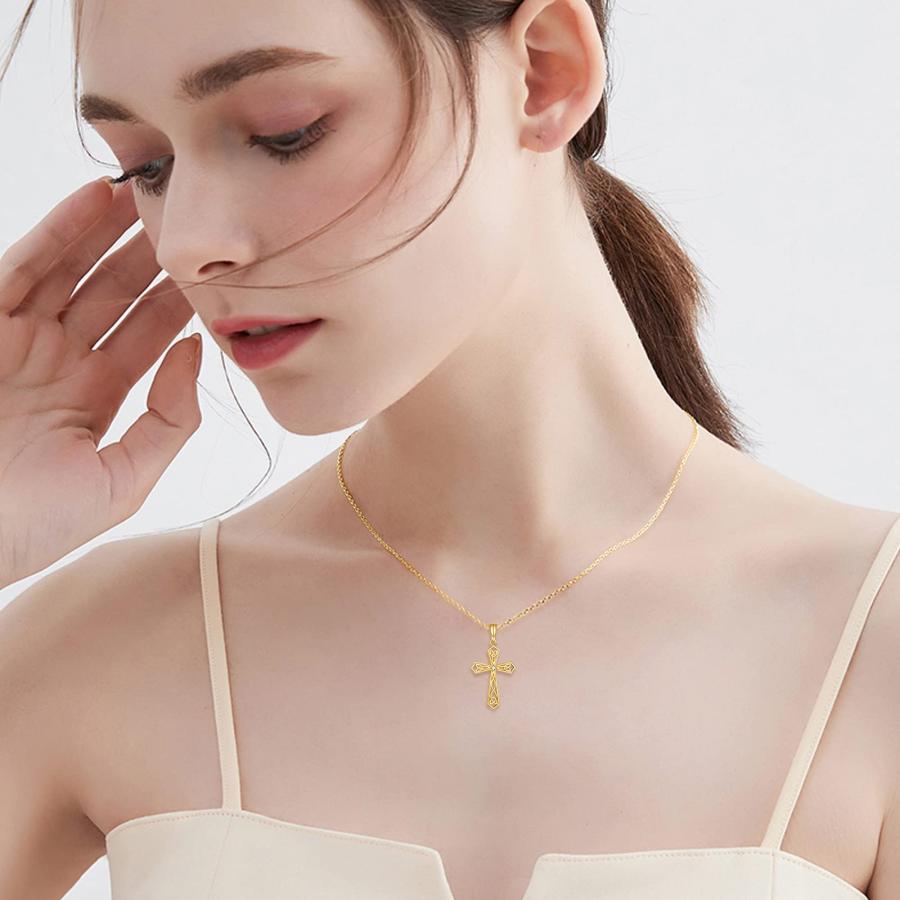 【並行輸入品】DOVRAN 14Kイエローゴールド ケルトノット クロスネックレス ペンダント 宗教 ファインジュエリー 女性用 記念日 誕生日_3