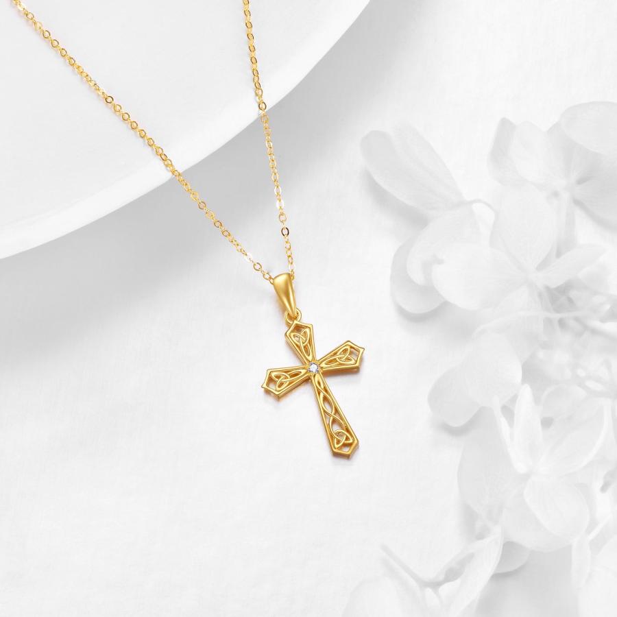 【並行輸入品】DOVRAN 14Kイエローゴールド ケルトノット クロスネックレス ペンダント 宗教 ファインジュエリー 女性用 記念日 誕生日_9