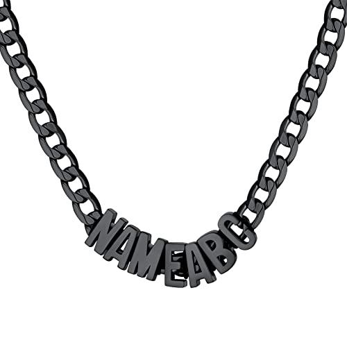 【並行輸入品】PROSTEEL Customized Chain Black Cuban Link Necklace for Women Na_1