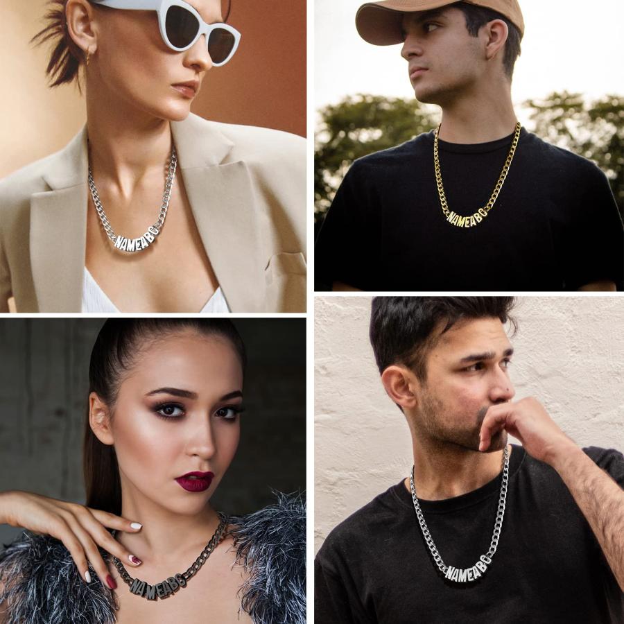 【並行輸入品】PROSTEEL Customized Chain Black Cuban Link Necklace for Women Na_3