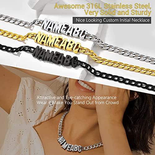 【並行輸入品】PROSTEEL Customized Chain Black Cuban Link Necklace for Women Na_7