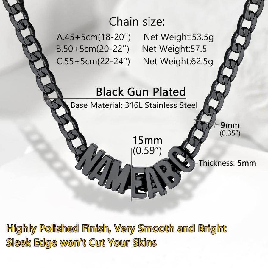 【並行輸入品】PROSTEEL Customized Chain Black Cuban Link Necklace for Women Na_9