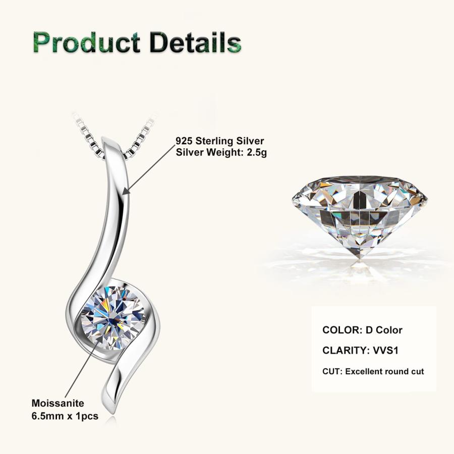 【並行輸入品】PROSTORY 1CT インフィニティ モアッサナイト ネックレス 925スターリングシルバー チェーンペンダント Dカラー V_3