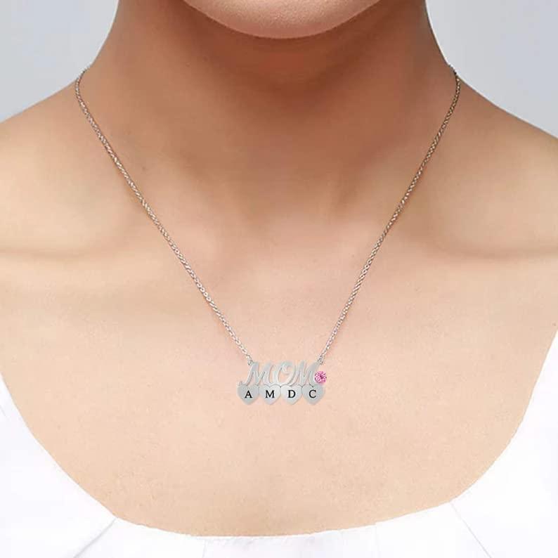【並行輸入品】MUUYON 14K Gold Name Necklace for Mom, 10K/14K/18K Gold Birthstoの画像