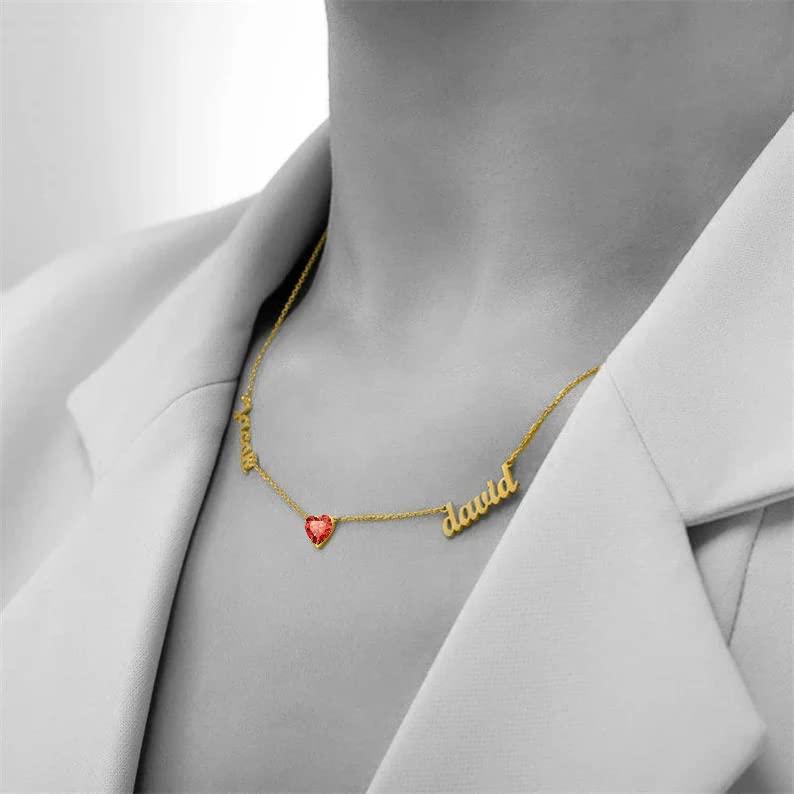 【並行輸入品】MUUYON 14K Gold Name Necklace for Women, 10K/14K/18K Gold 2 Nameの画像