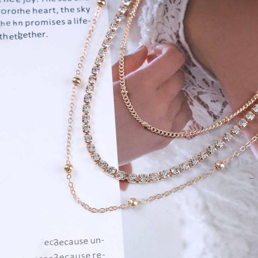 Allereyae ヴィンテージ レイヤードクリスタル テニスチェーン