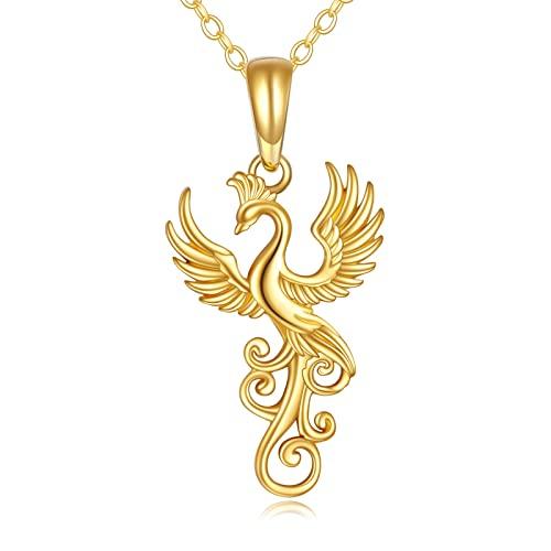 【並行輸入品】DOVRAN フェニックスネックレス レディース 14K イエローゴールド ライジングフェニックスペンダントネックレス ジュエリーの画像