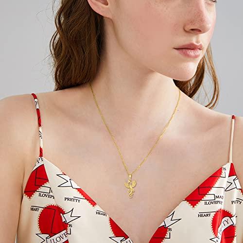 【並行輸入品】DOVRAN フェニックスネックレス レディース 14K イエローゴールド ライジングフェニックスペンダントネックレス ジュエリーの画像