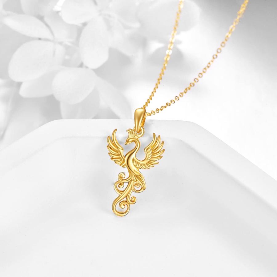 【並行輸入品】DOVRAN フェニックスネックレス レディース 14K イエローゴールド ライジングフェニックスペンダントネックレス ジュエリーの画像