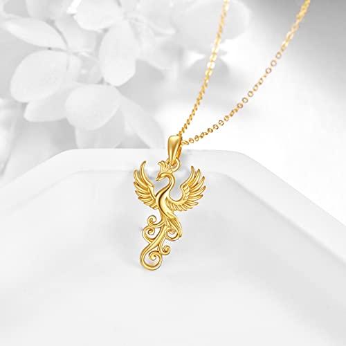 【並行輸入品】DOVRAN フェニックスネックレス レディース 14K イエローゴールド ライジングフェニックスペンダントネックレス ジュエリーの画像