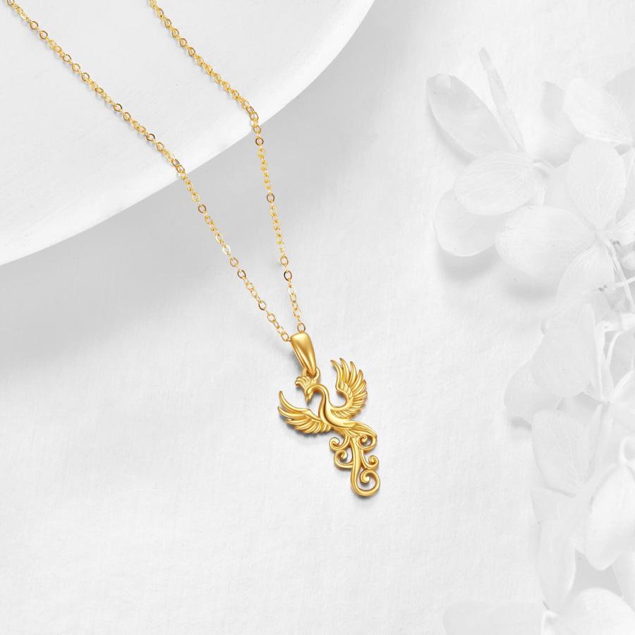 【並行輸入品】DOVRAN フェニックスネックレス レディース 14K イエローゴールド ライジングフェニックスペンダントネックレス ジュエリーの画像