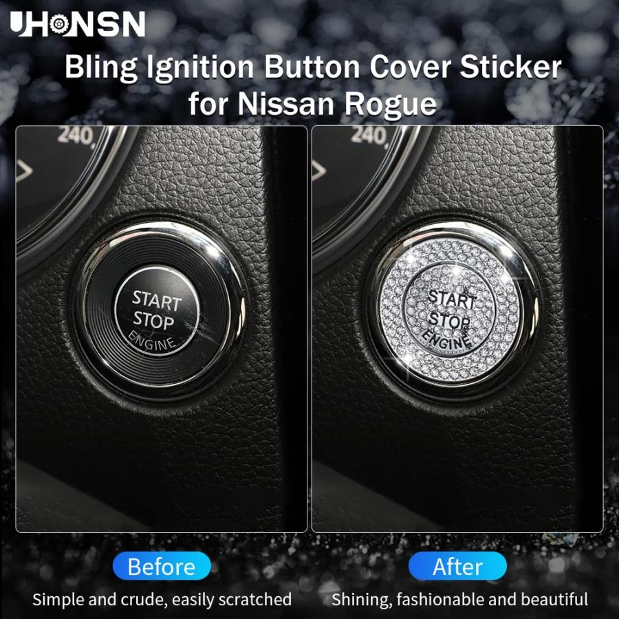 【並行輸入品】UHONSN キラキラカーアクセサリー 日産ローグ2020 2019 2018用 クリスタルエンジンスタートストップボタンカバーの画像