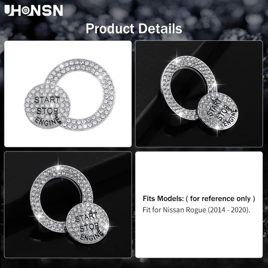 【並行輸入品】UHONSN キラキラカーアクセサリー 日産ローグ2020 2019 2018用 クリスタルエンジンスタートストップボタンカバーの画像
